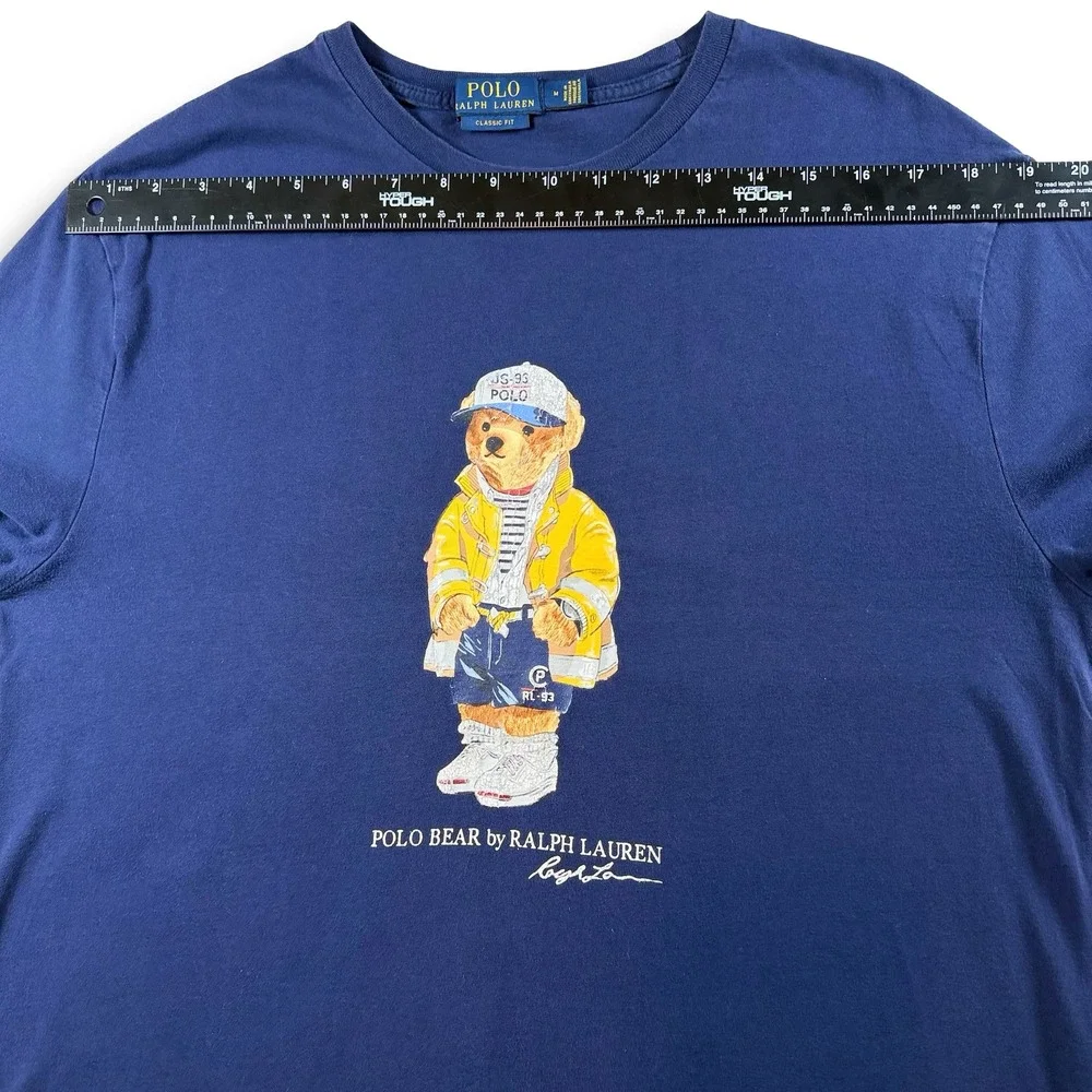 Polo Ralph Lauren Mens Polo Bear Nautical Raincoat T-Shirt Navy Blue Medium